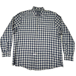 Johnnie O Top Shelf Flannel Mens XL Cotton HOYT Gray Blu Plaid Button Dwn Shirt